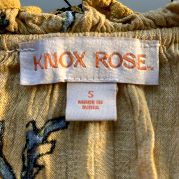 Knox Rose Dress Womens Small Golden Yellow Floral Folkloric A Line 3/4 Sleeves - Picture 3 of 13